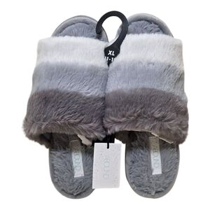 ABOUND Wilder Faux Fur Slip-on Open toe Grey Slipper Size XL 11-12